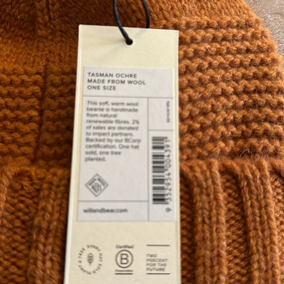 Will + Bear 100% Australian Wool - Tasman Ochre Soft Wool Pom Pom Beanie BNWT - Picture 5 of 10